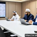 Home 21 지식 갭 해결을 위한 직무 분석 기법 - A professional Middle Eastern office environment with diverse Arabic-speaking employees engaged in a...