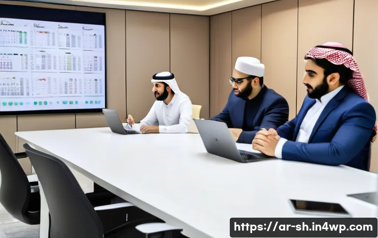 지식 갭 해결을 위한 직무 분석 기법 - A professional Middle Eastern office environment with diverse Arabic-speaking employees engaged in a...